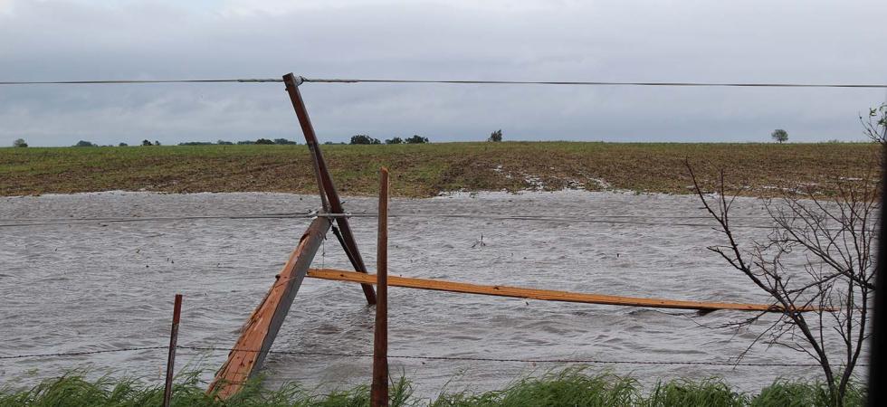 Broken pole in water